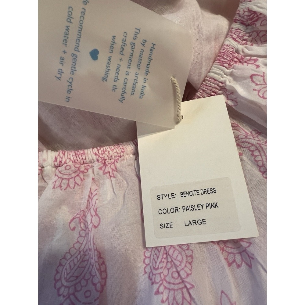 Mer St. Barth Benoite Maxi Dress Pink Paisley Off The Shoulder LRG 10/12 - Picture 12 of 12